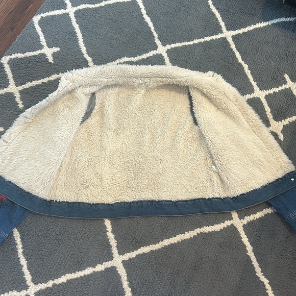 Denim Jacket with Floral Embroidery and Sherpa Lining - Picture 7 of 7